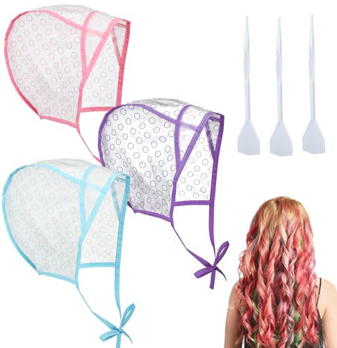 Bewudy 3 cappa per ciocche, regolabile da colorare, con ganci in plastica, per donne e ragazze, con fori per uso domestico, Rosa, viola, blu, 16 x 30 cm
