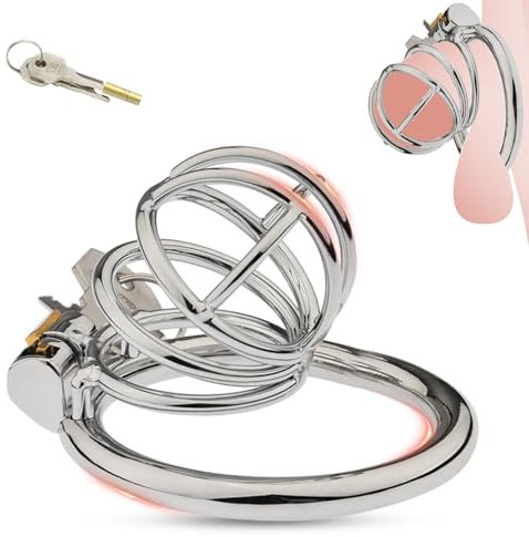 Peniskäfig Chastity Cage Male Metall,Penis Käfig mit 3 Cockringe Keuschheitskäfig Bondage Fetisch,Cock Cage Chasity Belt Keuschheitsgürtel für herren Sex Spielzeug (Ø:55mm)