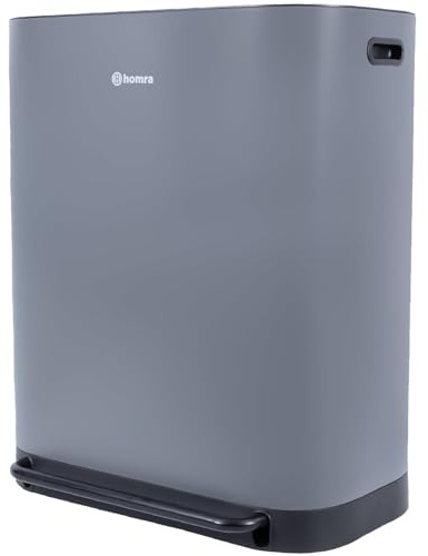 Homra Papperskorg 2 fack 60 l luktfri rockx | Pedalpapperskorg kök 2 x 30 liter | Pedalhink av rostfritt stål | Avfallskorg med inre hinkar | separationssystem 2 fack | papperskorg softclose | grå