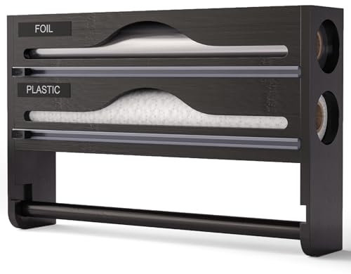 Durecoform Frischhaltefolien- und Folienspender – Wandmontierter Schneide-Organizer für 30,5 cm Rollen – Küchenaufbewahrungslösung für Folie und Plastikfolie, einfacher Zugang und ordentliche