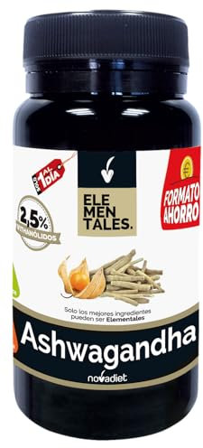 Novadiet - ASHWAGANDHA Cápsulas FORMATO AHORRO - Reduce el Estrés, Mejora el Estado de Ánimo, Mejora y Potencia la Calidad del Sueño - Propiedades Neuroprotectoras y Antioxidantes - 60 Cápsulas