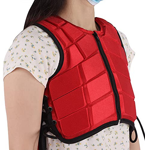 Kids Equestrian Vest, Foam Padded Safety Horse Riding Protective Gear Body Protector Red for Boys Girls (CM