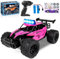 Joellfuner ferngesteuertes Auto, 2.4GHz 1:16 Offroad Monster RC Truck, 2WD 20KM/H RC Auto mit Vierfarbiges LED-Licht, RC Truggy mit Hohe und Niedrige Gänge für Kinder ab 3 Jahre