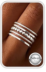 5 stycken Dainty 14K guldringar för kvinnor Chunky Twist silverband ring inte fläckar stapla tumme ring bröllopsband storlek 5–10
