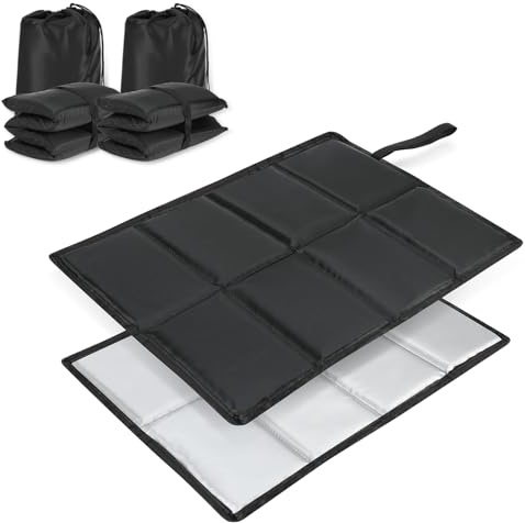 Freyeeti 2 Pezzi Tappetino Pieghevole, Cuscini Esterni Impermeabili, Cuscino Stadio Gomma Piuma con 2 Borsa Portaoggetti, per Campeggio, Trekking, Stadio, Picnic e Spiaggia