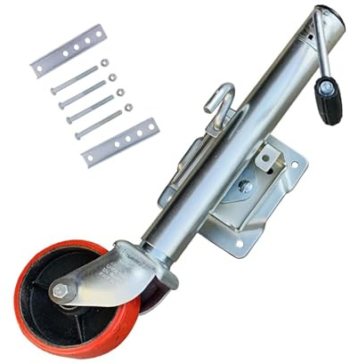 NYTFHMS Trailer Jack Wheel - Bolt-On Swivel Tongue Jack, Trailer Jockey Wheel, Heavy Duty Marine Swivel Trailer Jack, 15Cm Removable Trailer Jockey Wheel, with Brake,