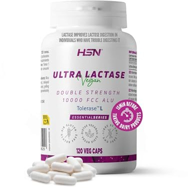 HSN Ultra Lactasa 10000 FCC ALU (Tolerase™ L) | 120 Cápsulas Veganas de Liberación Retardada | Enzima Digestiva de Alta Potencia para la Digestión de la Lactosa | Sin Gluten