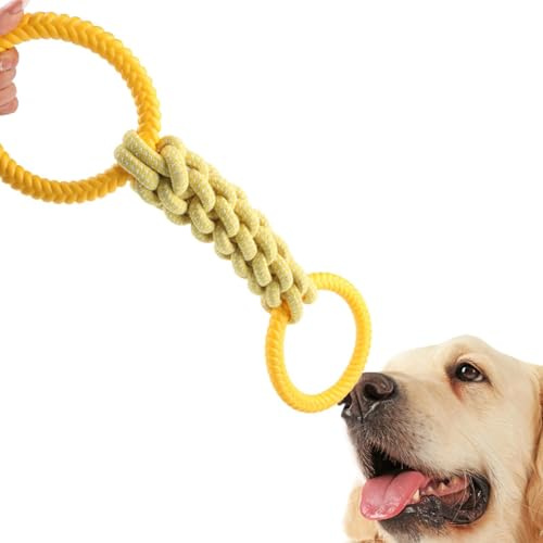 Hunde Seilspielzeug - Strapazierfähiges Zerrspielzeug med Zwei Griffen, Beißring Kauspielzeug för Welpen Erwachsene Hur Zahngesundheit: De strukturierte Seiloberfläche Dieses Hundespielzeugs hilf