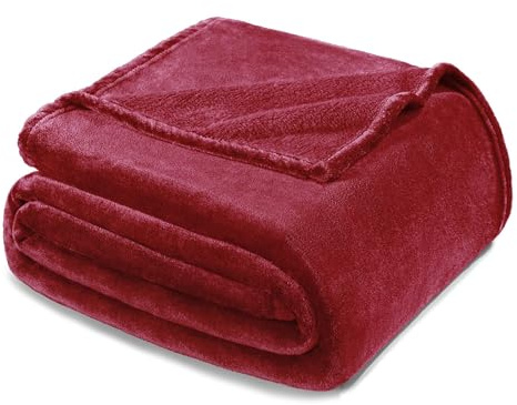 Exclusivo Mezcla Soft Fleece King Size Blanket for Bed, Deep Red | 230x265 CM, Double-Sided Brushed Flannel Bed Blanket, Lightweight Plush Cozy Bed Throw for Bedroom, Machine Washable