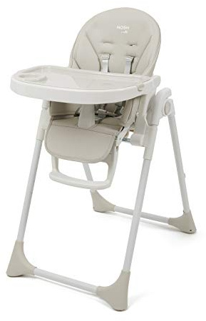 BABYLO Nosh from Birth High Chair, Adjustable + Folding with 7 Height, 3 Seat Positions Including Lie Flat, No Assembly Required, Dove Grey
