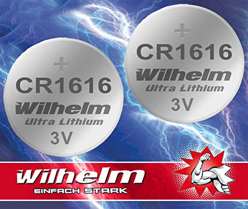 2 x CR1616 CR 1616 WILHELM Lithium Knopfzelle 3V 55mAh ø16 x 1,6 mm Batterie DL1616