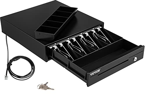 VEVOR Cajón de Efectivo Tipo de Accionamiento 13 Cajón Portamonedas 12V Caja Registradora de Punto de Venta 33,6 x 36,8 x 8 cm Bandeja para Cajón de Dinero Cajón de Caja Registradora Bandeja