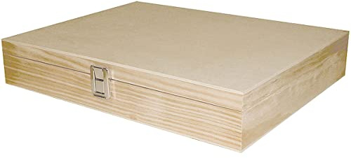 INNSPIRO Scatola legno di pino massiccio e lamiera rettangolare 42 x 32 x 8 cm.