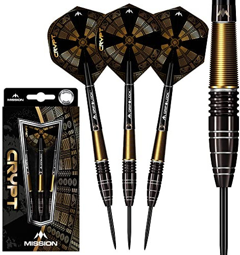 Mission darts d1594 crypt | dartpfeile-set mit premium 90% wolfram schwarz und gold pvd beschichtetem schaft und stahlspitze, m1, 22g