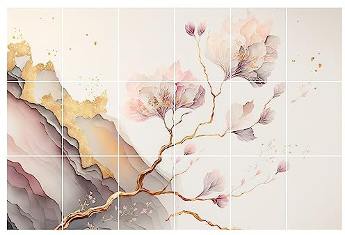 GRAZDesign Fliesenaufkleber Bad & Küche | 15x20cm - 18 Stück | Japanisch Style Kintsugi | wasserfeste & selbstklebende Klebefliesen Fliesenfolie Fliesen 90x60cm