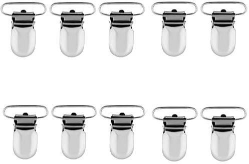 Scnullerkettenclips, Schnuller Clips, Klipp Schnullerkette, Metall Hosenträger Clips, Silber Entenschnabel Form einfügen Schnuller Halter Hosenträger Clip Riemen Schnalle(10PCS)