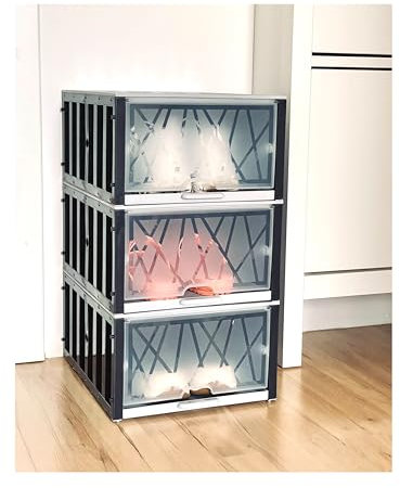 vienberg modulare di scarpiera | 6 pezzi | sistema scorrevole a incastro espandibile | coperchio automatico scarpiera scarpiera box scarpiera, VB-12350