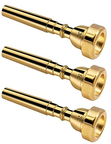 Lot de 3 embouts de trompette en laiton 3C, 5C, 7C, pour débutants, dorés