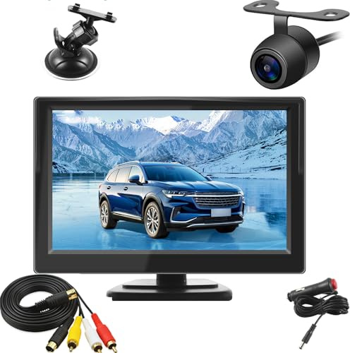 Backup Camera with 5-Inch Monitor Easy Install: Plug-Play DIY Guide Lines Clear Night Vision HD 1080P Rear View Camera with Monitor Kit IP69 Waterproof Night Vision with On/Off Switch for Cars/SUVs