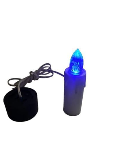 LUMINO VOTIVO FINTA CANDELA A LED LUCE BLU RICARICA FUNZIONAMENTO CON PANNELLO SOLARE CON CAVO