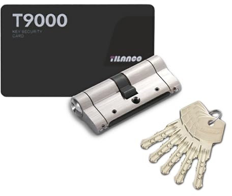 Cerradura de cilindro 30 30 mm, Anti-Ruptura Cerradura de cilindro de embutir de doble apertura con llave AB, 5 llaves principales y tarjeta de código
