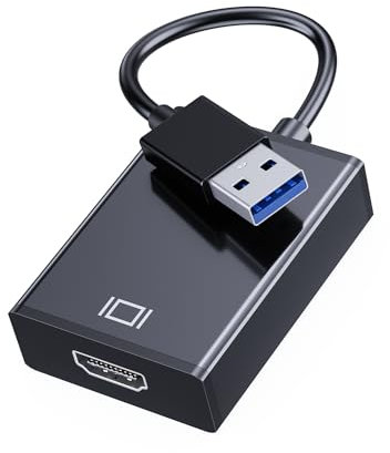 GANA USB zu HDMI Adapter, USB 3.0/2.0 zu HDMI Audio Video Adapter, HD 1080P Video Grafikkabel Konverter für PC, Laptop HDTV TV kompatibel mit Windows XP/10/8/7 - Schwarz
