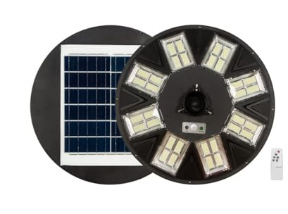 Jandei - Farola Solar LED 4000 Lúmenes, para Exterior IP65, Batería 15.000 mAH, Mando Incluidos, Sensor de Movimiento 6-8m, Iluminación Blanco Frío 6000K, Parque, Jardín, Patio, Calles