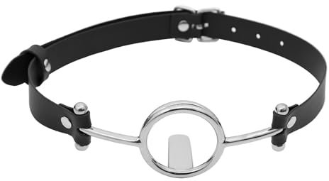 Kutocesy Bocca Aperta O-ring In Pelle Metallo Bocca Bavaglio Forniture Regolabile Bondage Cintura Bdsm Lingua Depressore Gag Orale Fissatore Giocattoli Erotici Adulto (Silver)