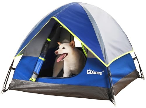 Blaues Hundezelt, tragbares Hundehaus für drinnen und draußen, Hundebett mit weicher Matte – 99 x 99 x 78 cm