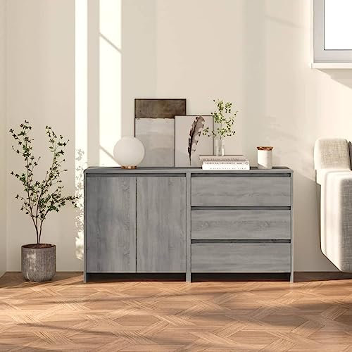 Iiaky 2-TLG. Sideboard Grau Sonoma Holzwerkstoff Sideboard Wohnzimmer Kommode Schlafzimmer Schrank Wohnzimmer