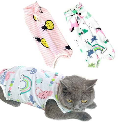 BDSHUNBF 2pcs Katzenbody Nach OP Erholungsanzug, Katzen Body für Katzen Operation, Katzen Kleidung, Anti-leckende, ideal für Postoperative Genesung