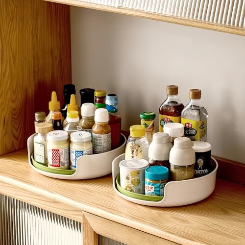 DEYUCUL U-Shaped Lazy Susan Turntable Organiser - See Every Label, No Lifting! 360° Spice Rack for Narrow UK Kitchens (278mm), Non-Slip Base & Smooth Rotation