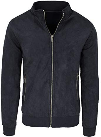 Evoga Giacca Giubbotto Uomo Scamosciato Slim Fit Giubbino Bomber chiodo (IT, Testo, XL, Regular, Regular, #D1 Nero)