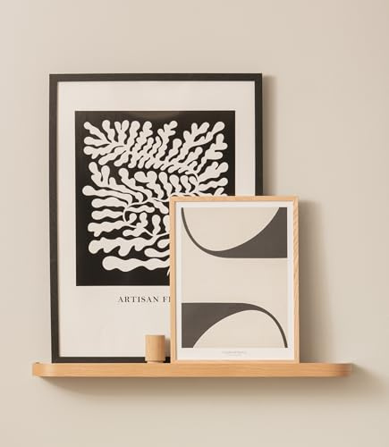 Kazai. Estante de Pared 'Toke' | Repisa para Cuadros en Chapa de Madera Natural | Estante Flotante para Fotos, Decoración de Pared y Almacenamiento para Baño, Salón, Cocina, Dormitorio | Roble