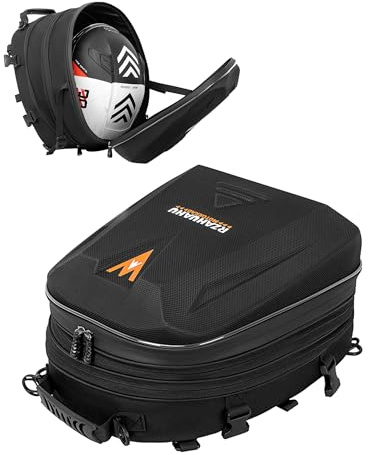 UBORSE Borsa Posteriore Moto Impermeabile Borsa da Sella moto Borse per Moto Zaino Rigido per Casco Grande Capacità 20L-28L Espandibile Multifunzionale Durabile Accessori(Nero)