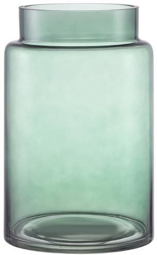 KAYLETIN Large Glass Vase, Green Glass Vase for Flowers, Large Flower Vases for Bouquet, Tall Wide Mouth Vases for Home, Wedding, Living Room, Office Decor, Wedding, Coffee Table, 23CM