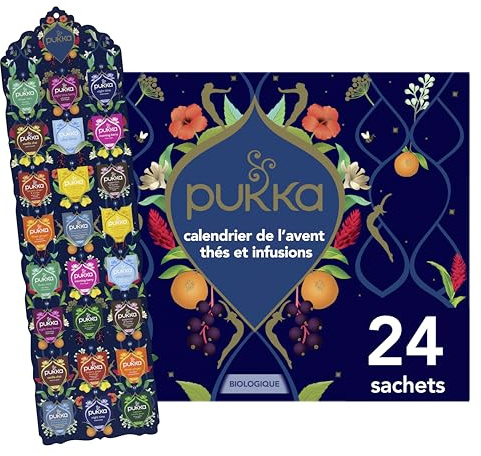 Pukka Calendrier de l'Avent Thé Vert et Infusions 2025 | Idée cadeau de Noel pour offrir Homme et Femme | Sélection de Thés Bio | Ingrédients Biologiques | 24 Sachets de Thé