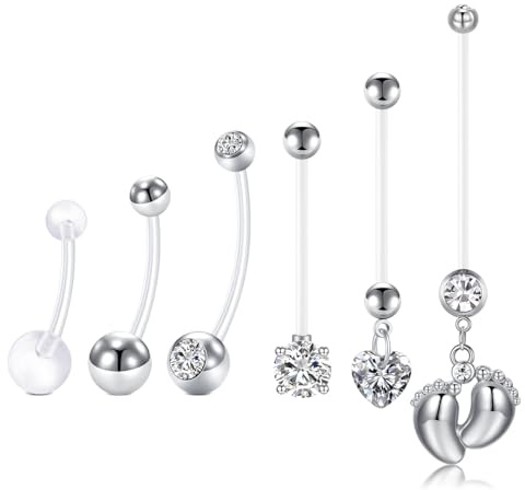 AceFun Flessibile piercing nombril gravidanza Anello personalizzato Dangle Gravidanza Maternità Barre della pancia 18mm 25mm 32mm 35mm 38mm