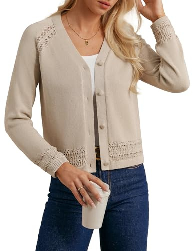 GRACE KARIN Cardigan Ladies Wedding Light Cardigan Vintage Party Casual M Apricot -2
