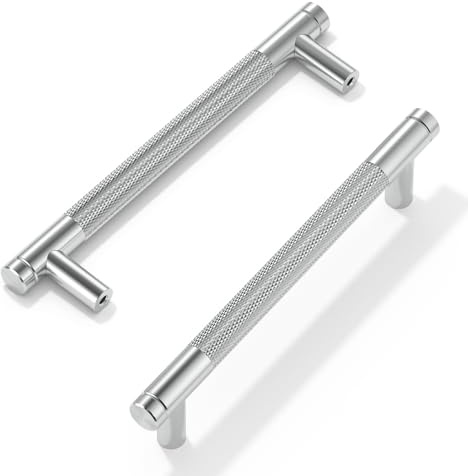 FURNIWARE 10 stycken skåphandtag borstad nickel, skåpdörrhandtag 128 mm hålavstånd, möbelhandtag silver räfflade, dörrhandtag moderna, handtag för köksskåp, skåp, kök, lådor