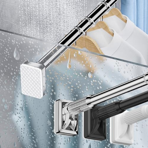 Adjustable Curtain Rod, 410CM-500CM Metal Tension Rod, No Drill Installation for Bathroom, Kitchen, Closet, Front Door (Color: Black, Size: 260-350CM)