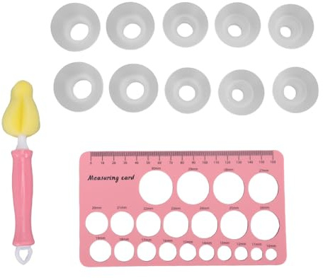 Dilwe Kit de Dimensionnement de Bride de Mamelon, 10 Pièces D'inserts de Bride en Silicone 13/15/17/19/21mm avec Brosse de Nettoyage, Kit Essentiel pour L'allaitement