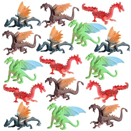BEAHING 16 Stück Mini-Drachen, realistische antike Fliegende Drachenfigur aus Kunststoff für wissenschaftliche Projekte, Kuchendekoration, frühes Bildungsmodell für Kleinkinder und Kinder