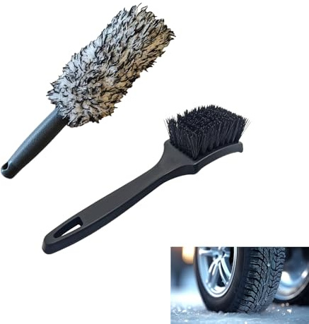 ZHERIKAH 2 Piezas Cepillo para Llantas, Kit Lavado Coche, Escoba para Jantes, Adecuado para Llantas de Automóviles, Motocicletas y Bicicletas, Limpia Fácilmente la Suciedad Difícil de Alcanzar