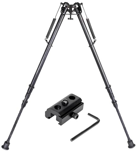 Beväpnad bipod, 27 tum/68,58 cm metallfjäder teleskopiskt vikbart kamerastativ, 3-hålsadapter, justerbar 16,9/22,4/72,9 cm, för fotografering och jakt, svart