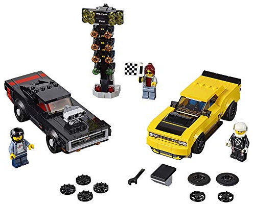LEGO Speed Champions 2018 Dodge Challenger SRT Demon and 1970 Dodge Charger R/T 75893 Building Kit , New 2019 (478 Piece)