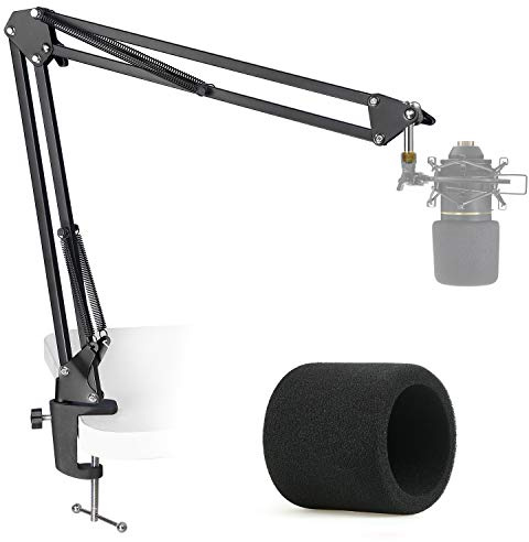 MXL 770 990 Microphone Stand with Pop Filter - Mic Suspension Boom Scissor Arm Stand with Foam Windscreen for MXL Mics 990 770 by YOUSHARES