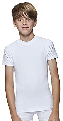 Camiseta térmica Interior de Algodón para Niños – Camiseta Infantil íntima Manga Corta y Cuello Redondo en Punto canalé, clásica, cómoda y Suave