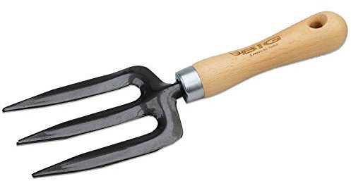 Saferide Tenedor para Flores de Acero, Pequeno Tenedor con Mango de Madera, Pequeno y manejable, para jardín y parterres, Cabezal de Herramientas con 3 Dientes, Tenedor Manual con Agujero para