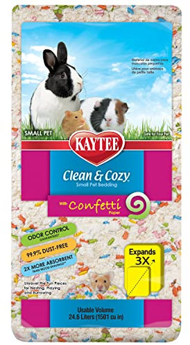 Kaytee Clean & Cozy, Litières pour Petit Animal 99,9% sans Poussière, Anti-odeurs pour Hamsters, Souris, Rats, Rongeurs, Cochon d'Inde, Chinchilla, Multicolore, Confetti, 24.6 L